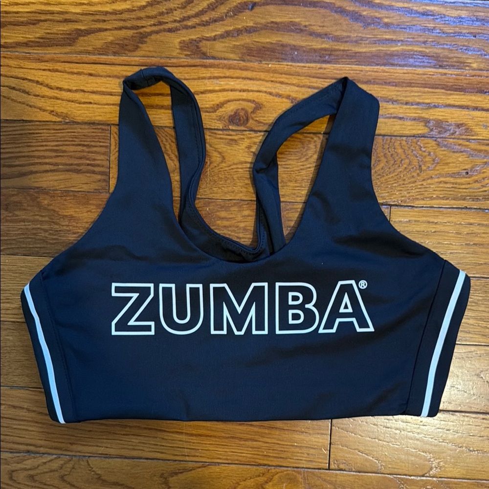 Zumba Fitness Black Sports Bra with White Logo